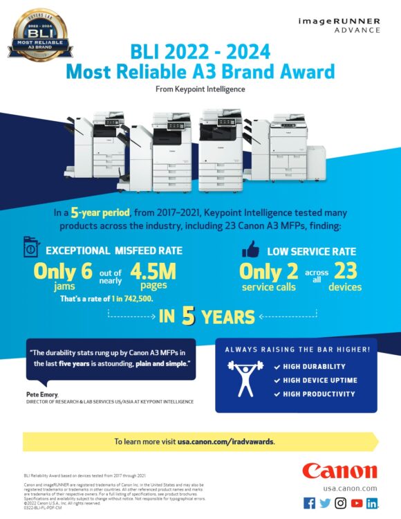 BLI’s Most Reliable A3 Brand Award flyer